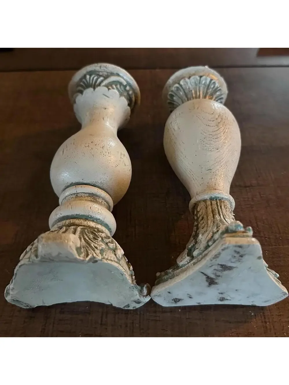 Vintage Wooden Candle Holders with Ornate Design